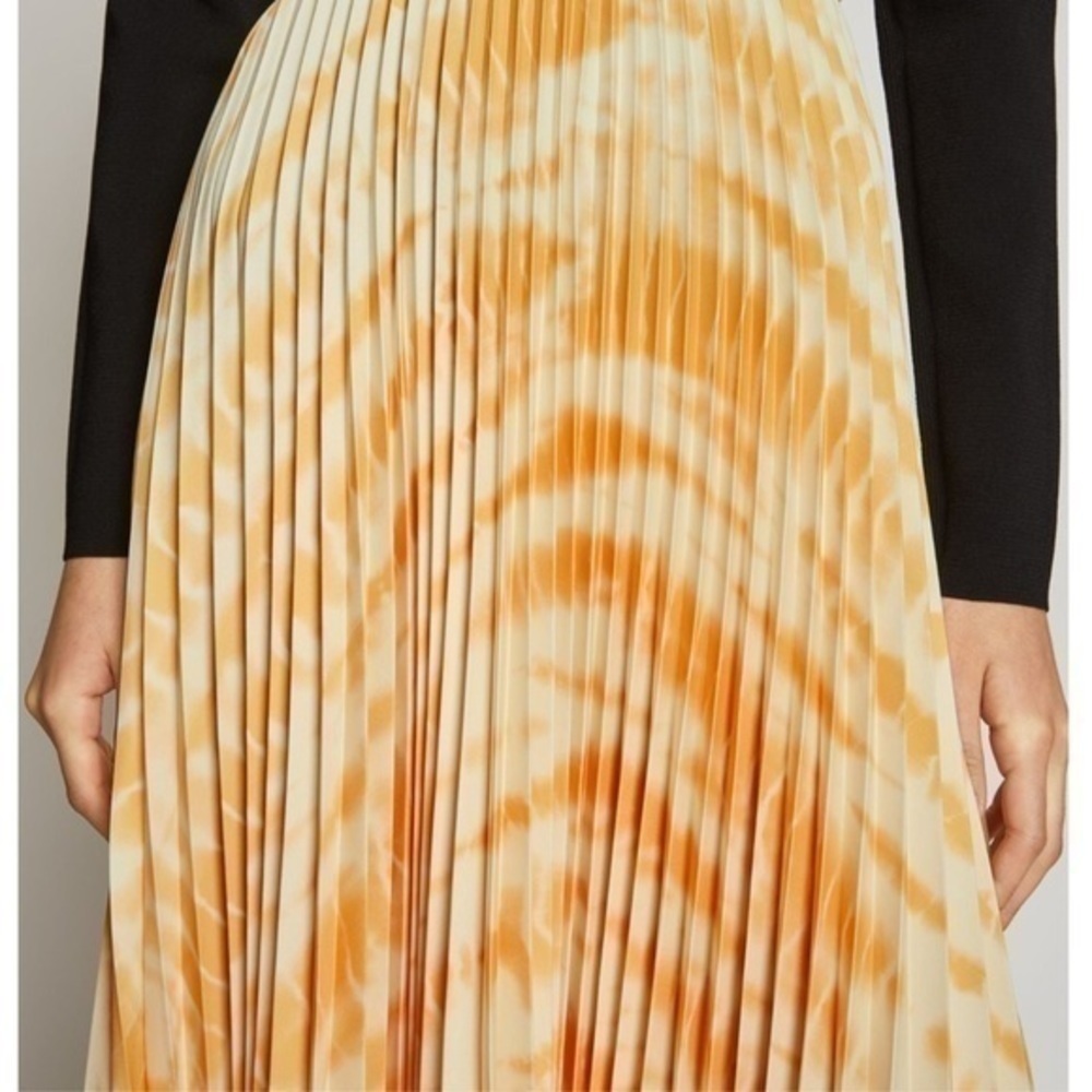 PROENZA SCHOULER White Label Yellow Printed Pleated Tie Dye Skirt - Picture 6 of 15